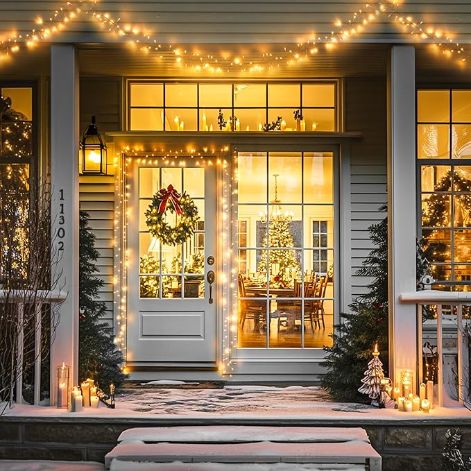JMEXSUSS Warm White 800 LED Christmas Cluster Lights Plug in, 40ft Christmas String Lights Outdoor Waterproof with Remote, 8 Modes Christmas Tree Lights for Christmas Tree Wreath