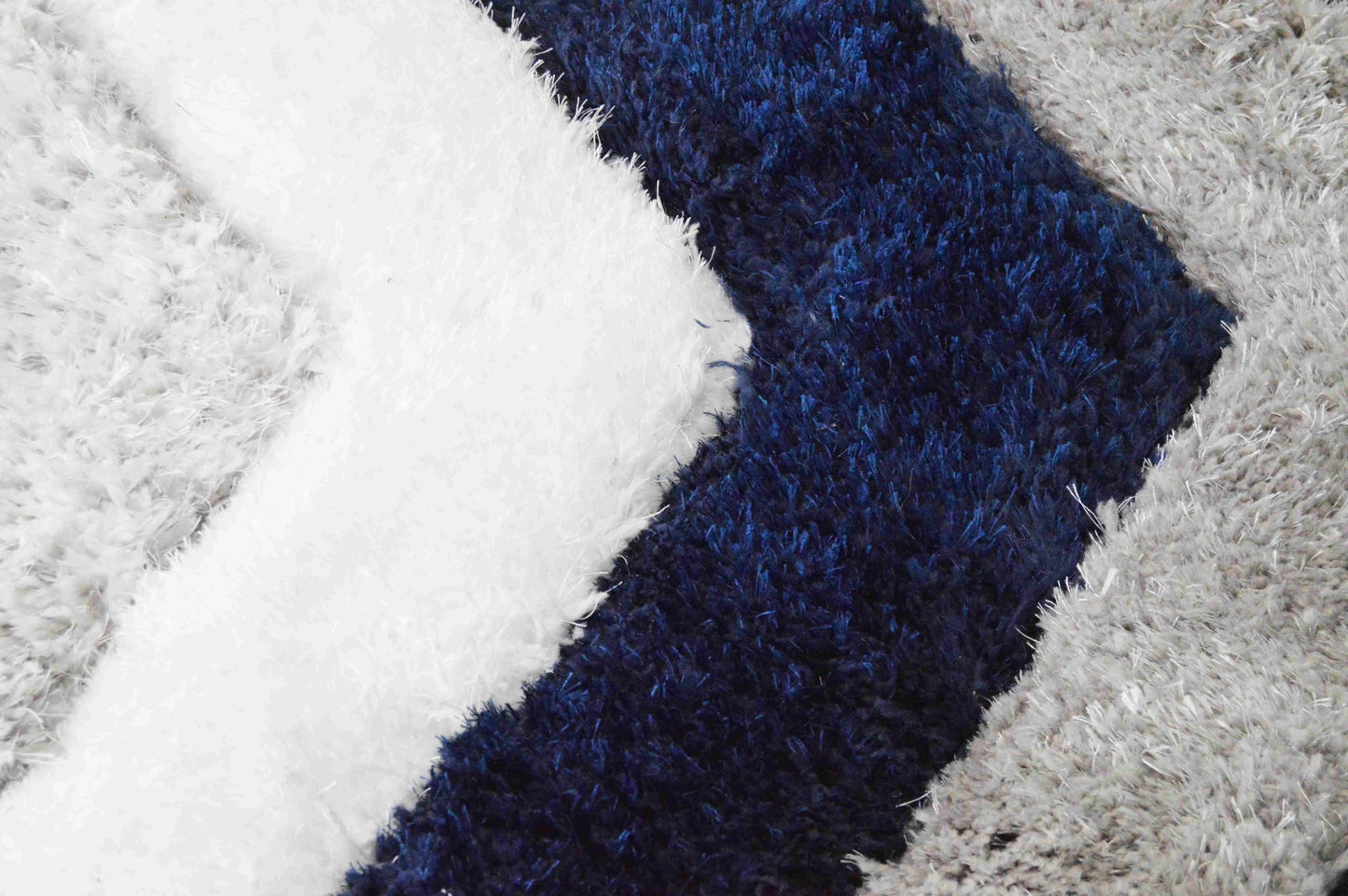 Modern Fluffy Plush Shag Shaggy Rug Hand Carved Thick Soft Geometric Abstract Carpet Vibrant Colors for Living Room Bedroom Office Design 6485 (Navy, 5'2"x7'5")