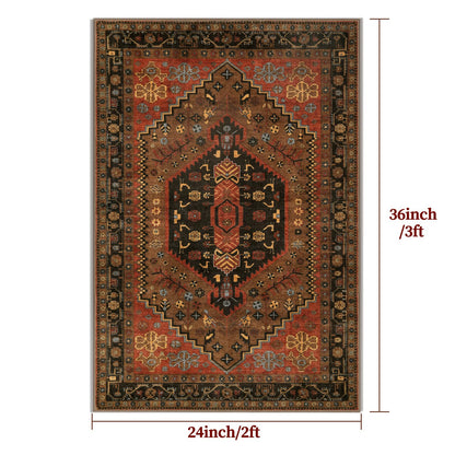 Ciicool Small Area Rug, 2x3ft Red Boho Rug, Ultra Soft Entry Rugs for Entryway, Non-Slip Washable Rugs Oriental Low-Pile Indoor Mat Floor Carpet for Entrance Bedroom Kitchen Bathroom Foyer Decor