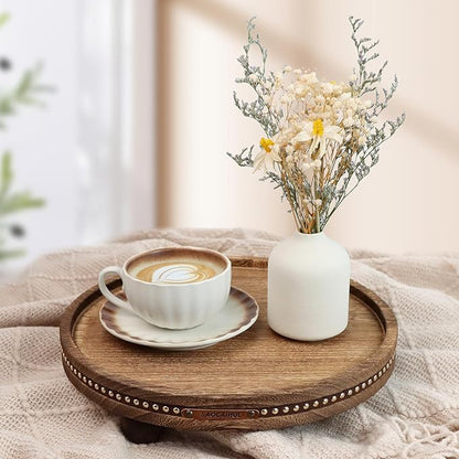 Decor Decorative Round Tray 11.81in for Home Decor for Coffee Table Farmhouse Kitchen Table Living Room Bathroom Centerpiece Tray Decor