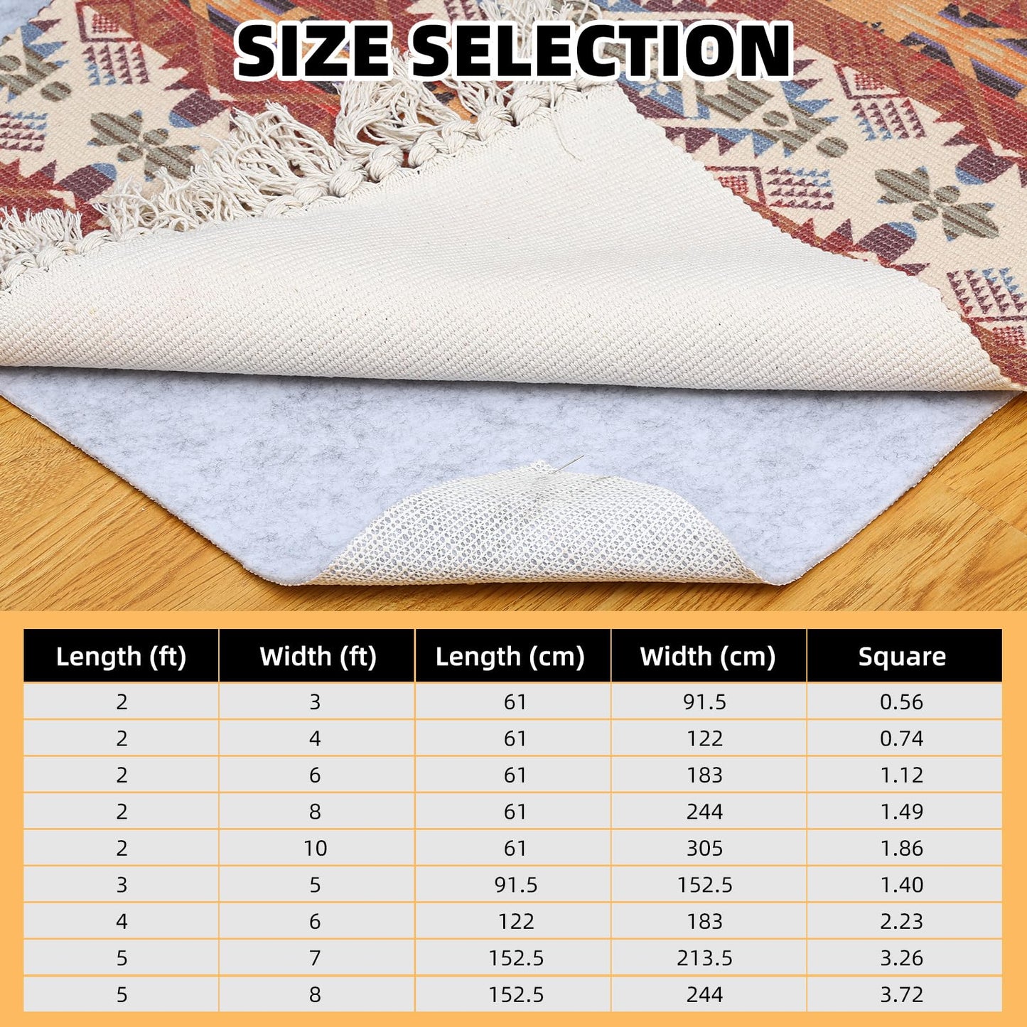 Non Slip Rug Pad, Natural Rubber Backing Rug Pads 1/4” Thick, Felt Rug Gripper Pad, Non Slip Under Carpet Mat, Under Rug Cushion for Hardwood Floors, Carpet Runners (2x4FT)