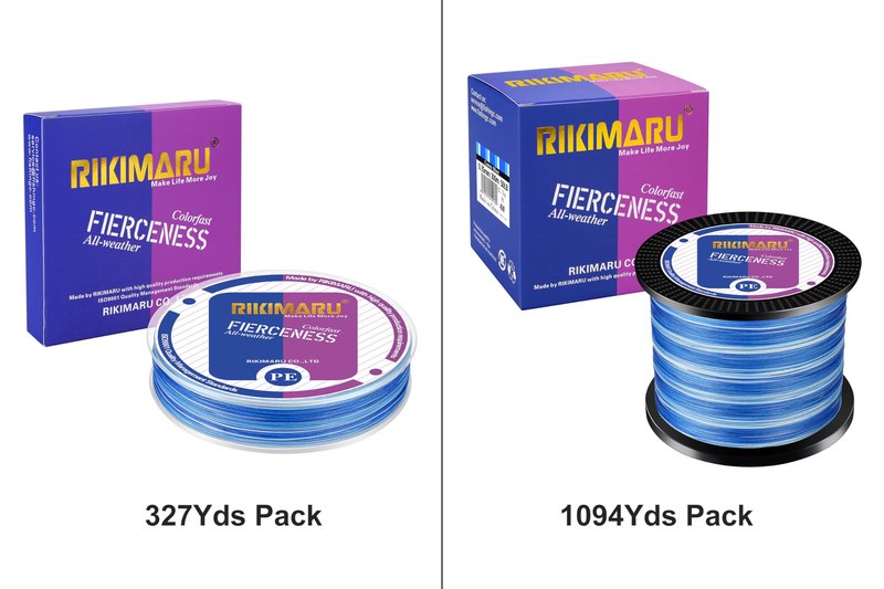 RIKIMARU Braided Fishing Line Abrasion Resistant Superline Zero Stretch&Low Memory Extra Thin Diameter (Blue Camou, 327 Yds/0.10mm/10LB)