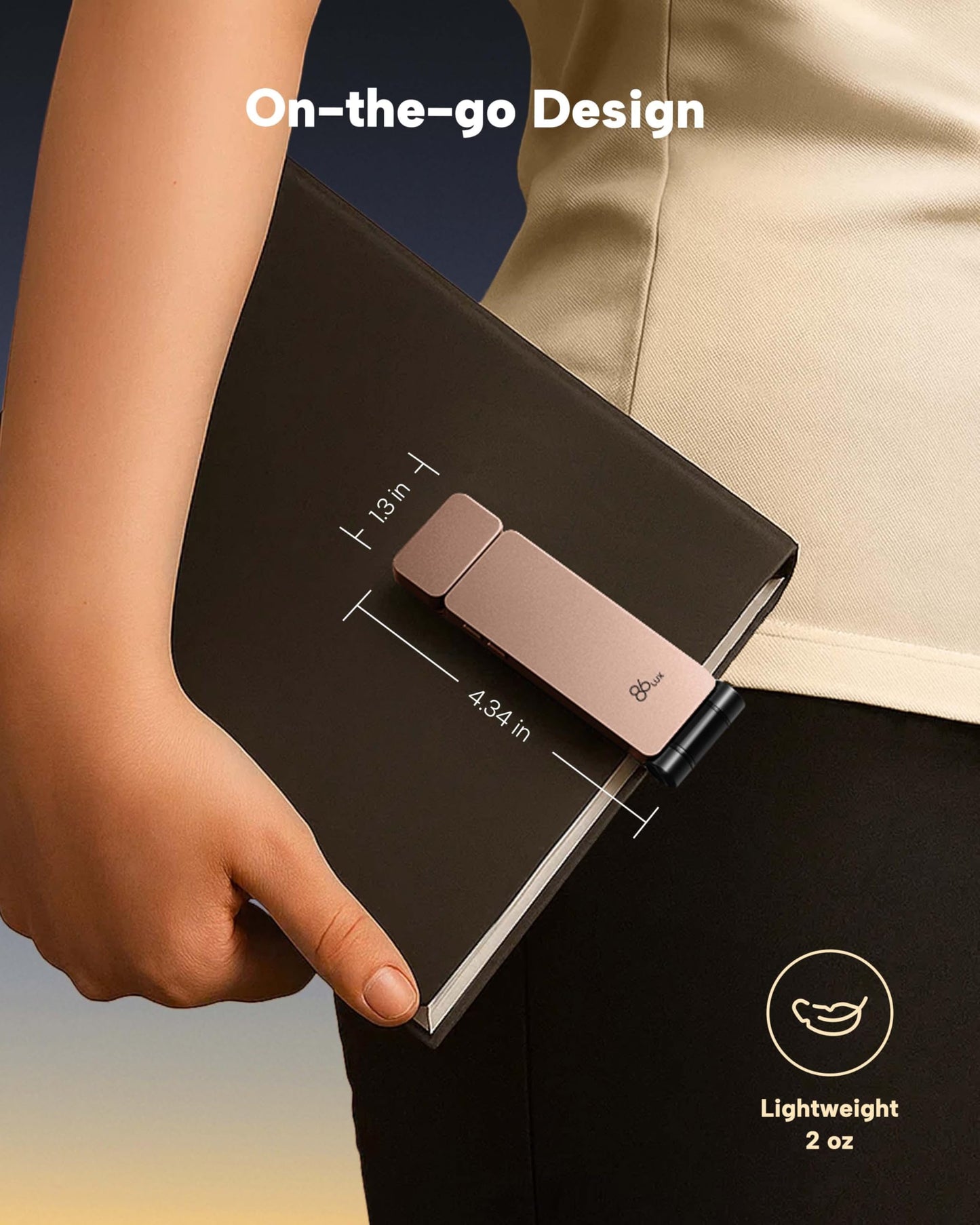86lux Book Light, Rechargeable Clip-On LED Reading Light for Bed & Night Use - 3 Color Temperatures with Stepless Dimming, Ultralight Bookmark Design for Kids, Book Lovers, Grey