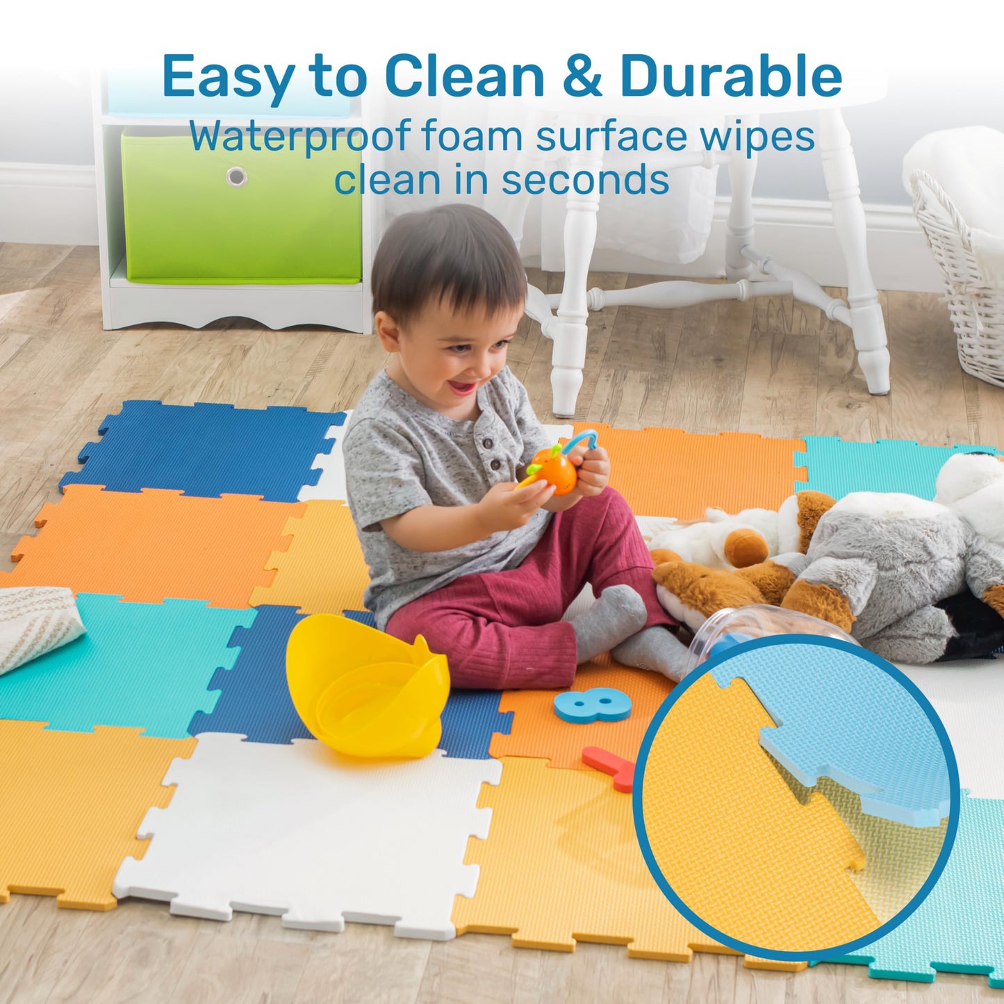 Enovoe Baby Play Mat for Floor - Non-Toxic, Interlocking EVA Foam Mats -16 Pcs - Cushioned Foam Puzzle Floor Mat for Kids & Infants - Ideal for Playrooms, Nurseries, and Home Gyms (12" x 12")