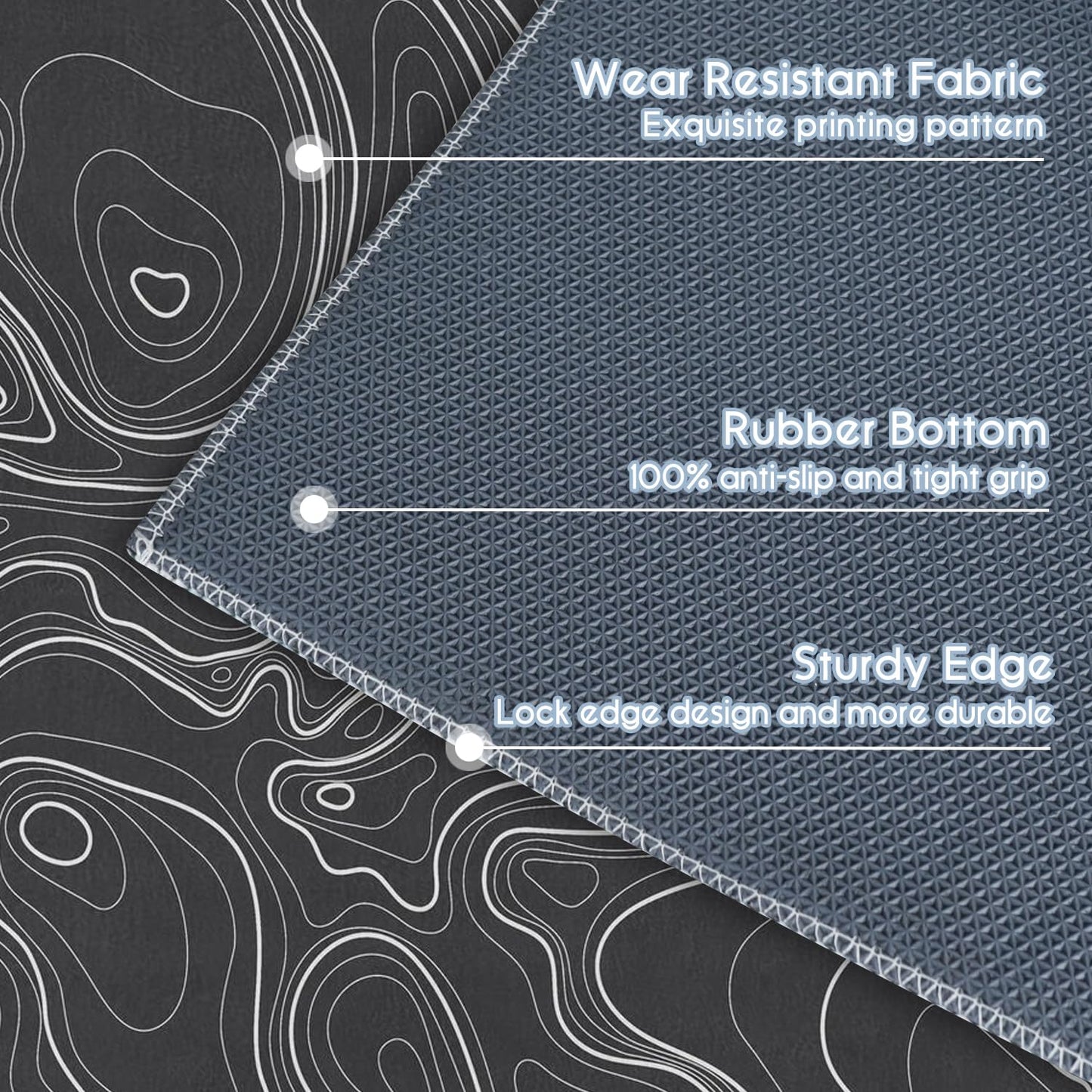 Gaming Chair Mat for Carpet Hardwood Tile Floor,36"x48" Gaming Rug for Gaming Room, Under Desk Non Slip Gamer Rug,Low-Pile Game Room Rug,Rubber Backing Large Gaming Chair Floor Mat,Topographic Contour