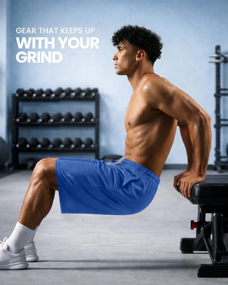 NY Threads Men's Athletic Shorts Quick Dry Loose-Fit Lightweight Running Workout Gym Shorts with Pockets, XX-Large, Royal Blue