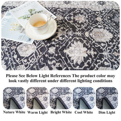 Hallway 2x8 Washable Runner Rug: Oriental Stain Resistant Kitchen Entryway Rugs Farmhouse Ultra Soft Bathroom Bedroom Print Floor Mat Thin Non Slip Indoor Carpet for Living Room Laudry(2x8,Black)