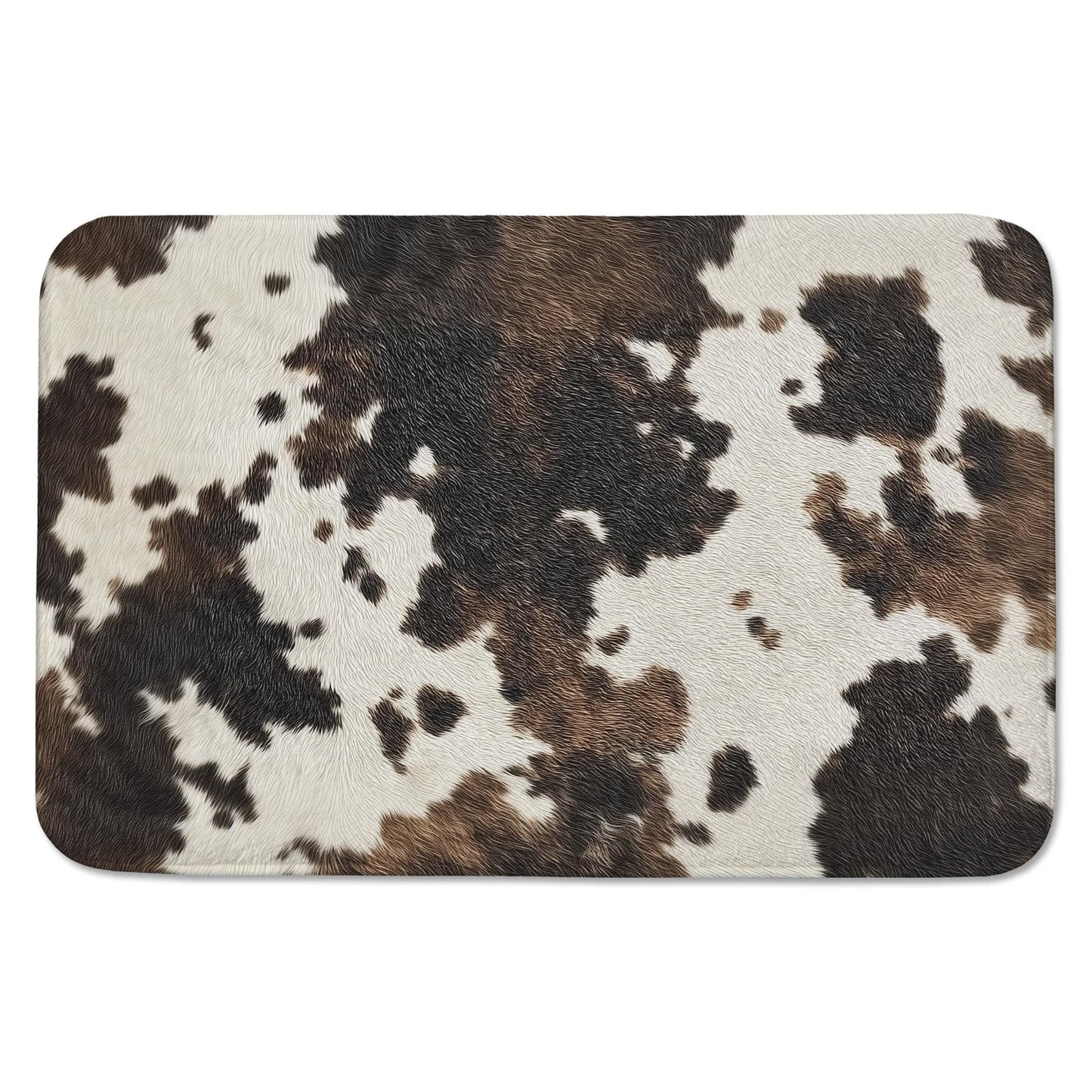 Ulord Brown and White Western Cowhide Bathroom Rugs 24"x16" Water Absorbent Soft Non-Slip Bath Mat Machine Washable Mats for Showers Laundry Rooms Indoor Doors Decor