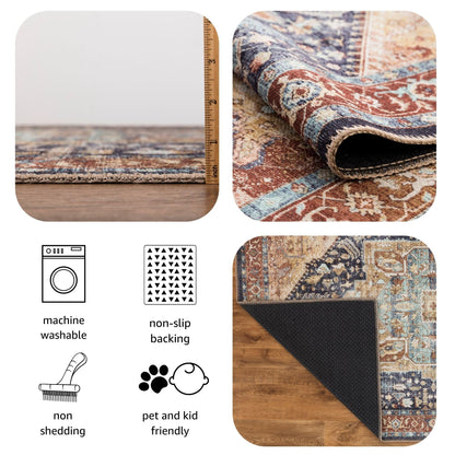 Keen Home Design 2x3 Rug - Machine Washable Entry Rug with Non-Slip Backing, Ideal for Enteryway, Kitchen, Bathroom, Laundry Room - Vintage, Easy Clean, Durable, Low Pile Rug - (2' x 3')