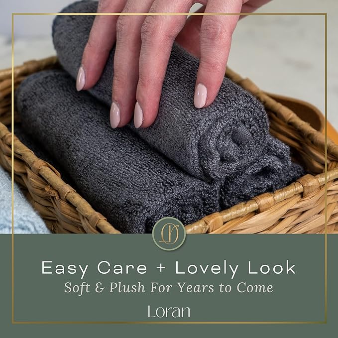 Charcoal Grey Washcloths Set of 6 Soft Facial Cloths 10” x 10” 100% Viscose
