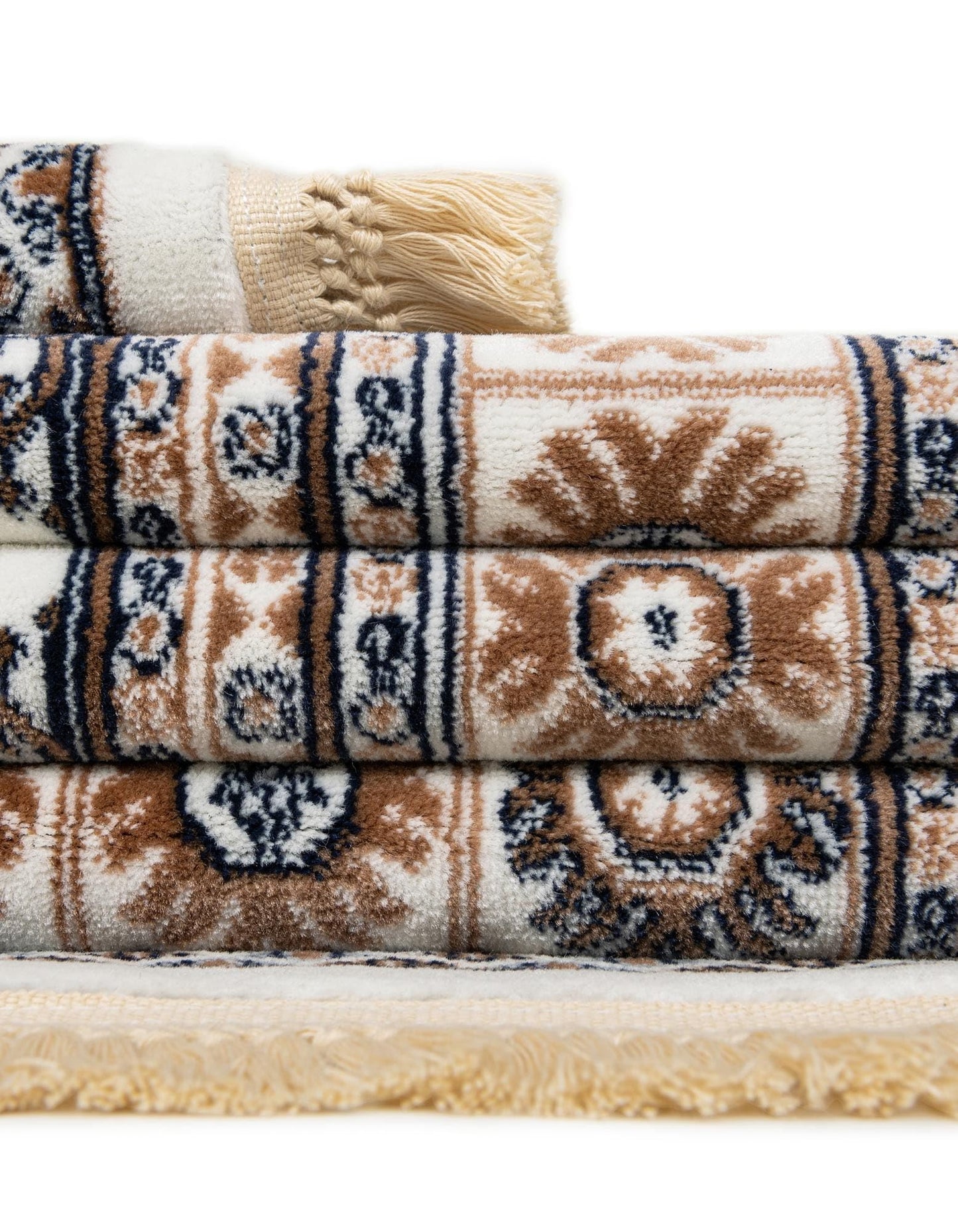 Rugs.com - Bokhara Rug – 4' 1 x 6' 1 Ivory Easy-Clean Stain-Resistant Area Rug – Modern Geometric Design with Fringe, Perfect for Living Rooms, Entryways, and Offices