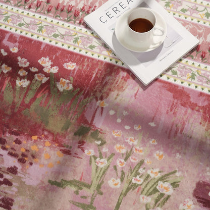 Rugcomf 2x6 Runner Rug Impressionist-Style Vintage Kitchen Rugs Non Slip Washable Soft Carpet Runner for Kitchen Laundry Bedroom Bathroom, Pink