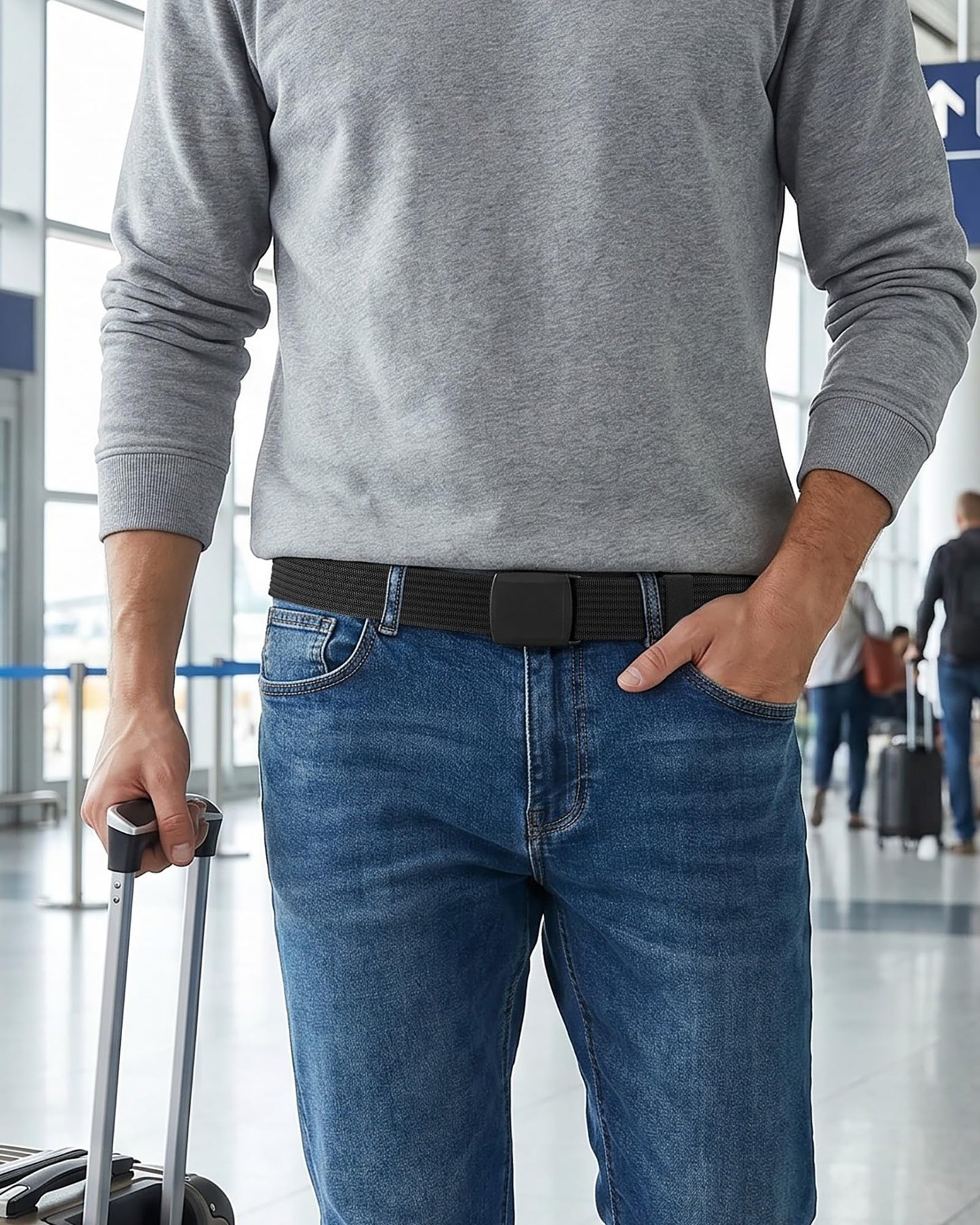 CHAOREN Nickel Free Web Belt Men - TSA Approved Non Metal Buckle Nylon Belt, Travel with Confidence and Ease (38mm)