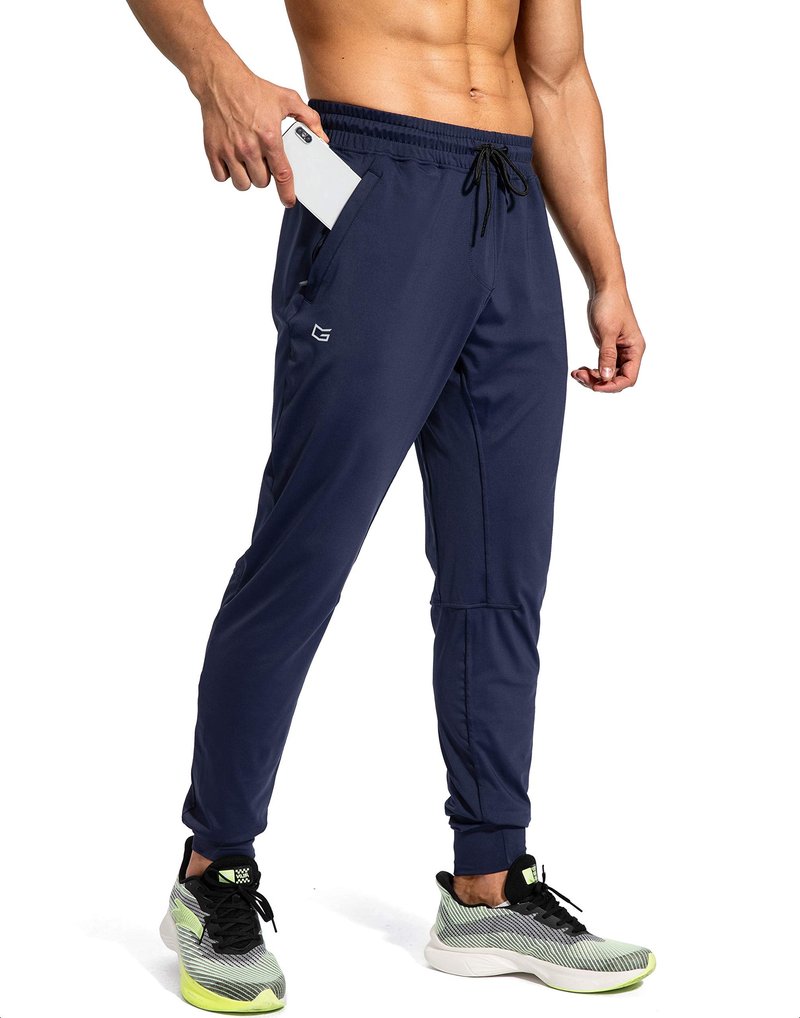 G Gradual Men's Sweatpants with Zipper Pockets Athletic Pants Traning Track Pants Joggers for Men Soccer, Running, Workout(Navy,XS)