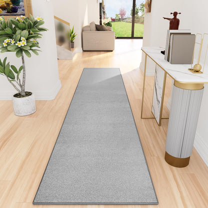 AREDO Runner Rug with Non Slip Rubber Backing, Washable Soft Floor Carpet for Kitchen, Hallway, Entryway Indoor, Bedroom, Laundry, Low Pile Area Rugs, Solid color with Pointillism style, 2*10 ft GREY