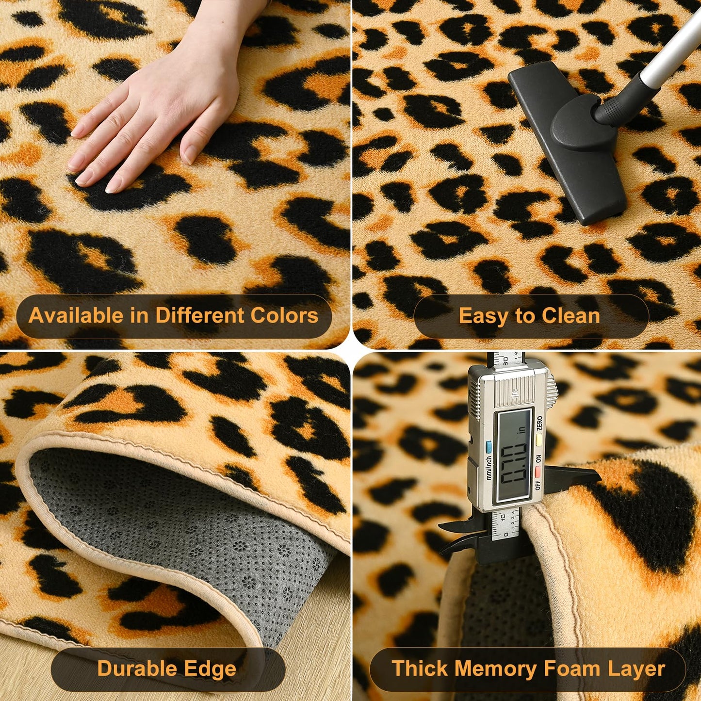 Amearea Soft Leopard Rugs for Bedroom Living Room, 3x5 Modern Cheetah Print Thickened Memory Foam Rug, Fluffy Indoor Washable Animal Rug Carpet for Kids Boys Girls Dorm Nursery Room Home Decor, Khaki
