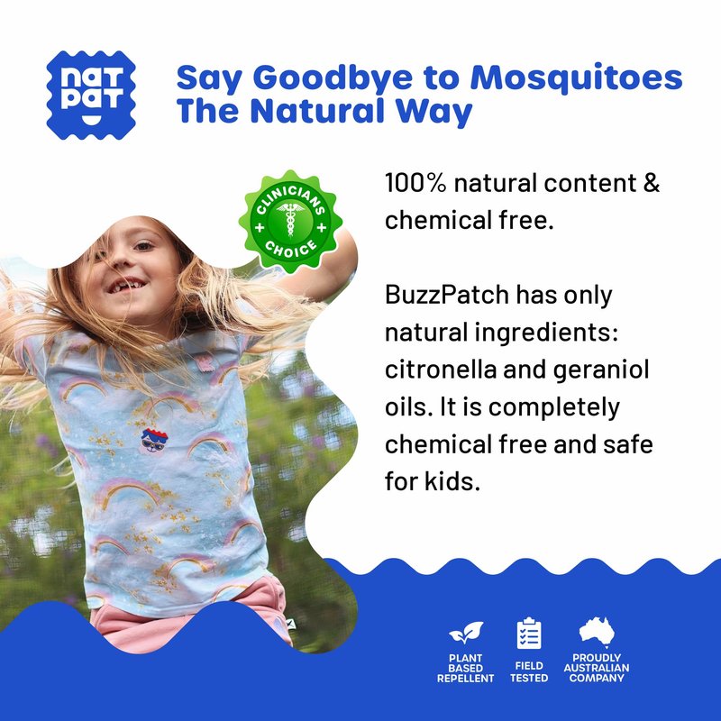 NATPAT Buzz Patch Mosquito Patch Stickers for Kids - Plant Based Ingredients, Non-Toxic - The Original All Natural Citronella Essential Oil Insect Patch, DEET Free, for Toddlers, Kids (48 Pack)