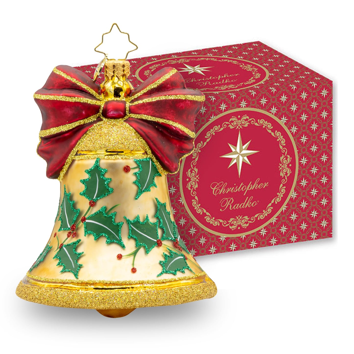 Christopher Radko Hand-Crafted European Glass Christmas Tree Decorative Ornament, Bell Bliss
