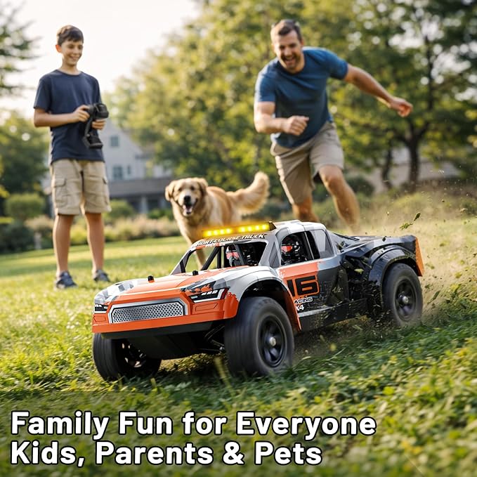 1:16 Beginner RC Cars4WD Drift All Terrain Remote Control Car Short Course RC Truck Up to 36 km/h2.4GHz RTR 2×7.4V 1300mAh Batteries 2 Tire Sets  Metal Drivetrainfor Adults and boys age 8-12