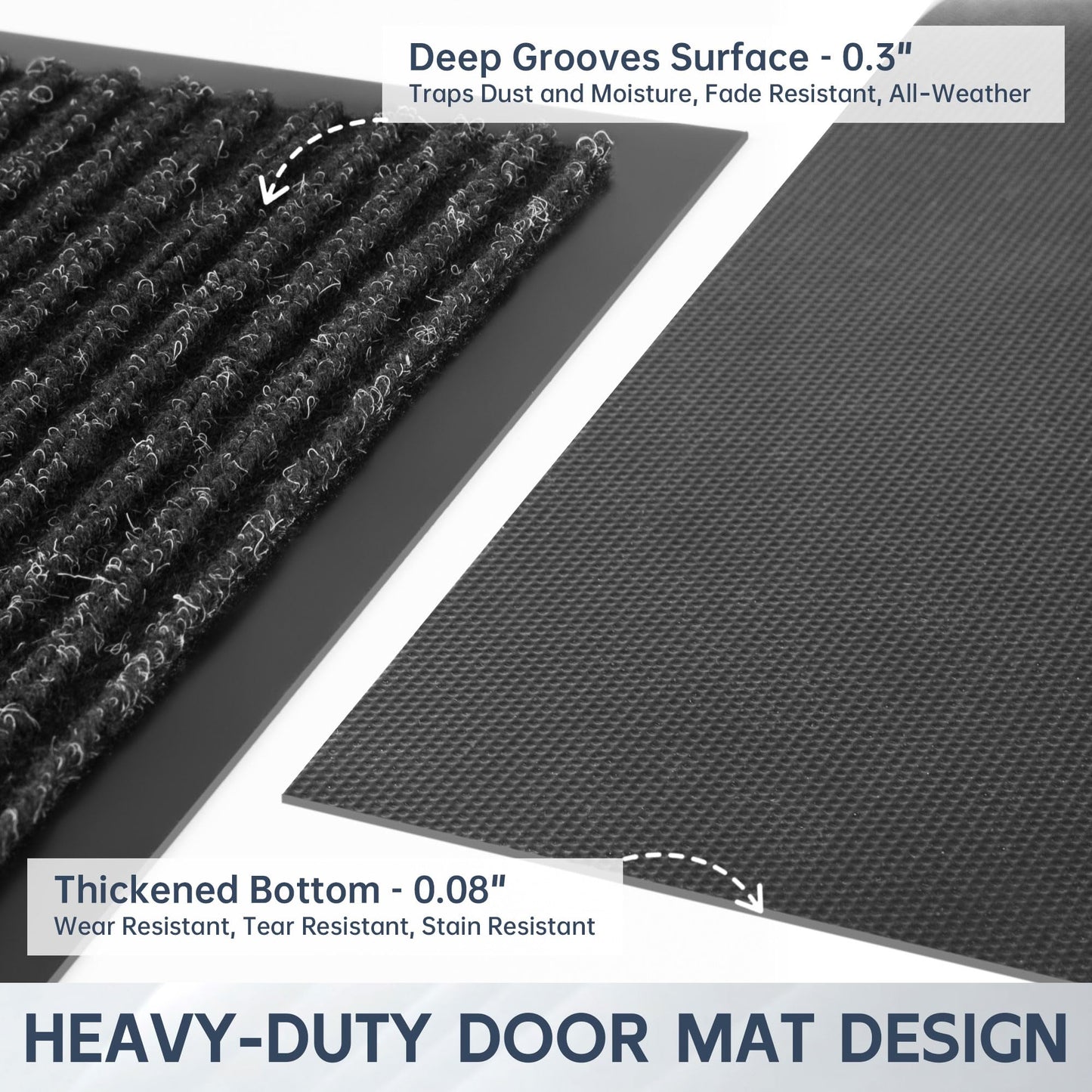 Futurwit Front Door Mat, 48" x 36" Heavy Duty Indoor Outdoor Doormat, Non-Slip Welcome Mats for Entryway, Rubber Backing Low Profile Commercial Door Mats, Black Stripe