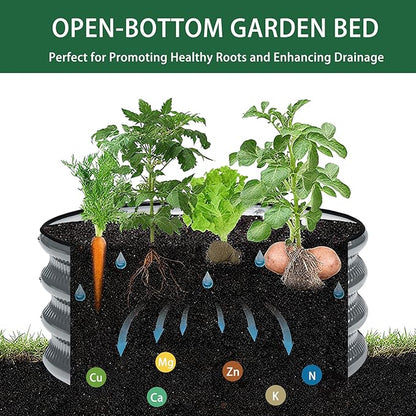 2 Pcs 2x2X1 FT Round Galvanized Raised Garden Bed Kit, Light Green Outdoor Planter Garden Bed, Metal Raised Box for Vegetables, Fruits, Flowers & Herbs