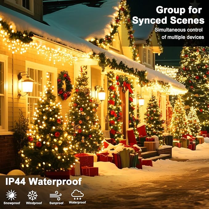114 FT 350 LED String Lights Outdoor Indoor, Christams String Lights Waterproof 8 Modes & Timer, Fairy Lights Plug in for Bedroom, Weeding, Patio, Party, Holiday,Christmas Decor（Warm White）