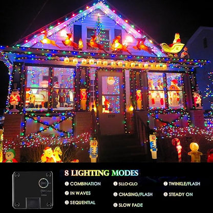 Extra-Long Solar String Lights Outdoor, 4-Pack 400 LED Solar Christmas Fairy Lights for Outside Waterproof, Copper Wire 8 Modes Twinkle Fairy Light for Tree Garden Party Xmas Wedding Decor(Multicolor)