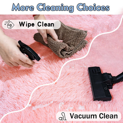 Rezutan Ultra Soft Pink Rugs for Bedroom 8x10 Feet, Fluffy Shag Area Rugs for Living Room, Large Comfy Furry Rug for Girls Kids Baby Room Decor Teenage Pastel Princess Rug, Non Slip。