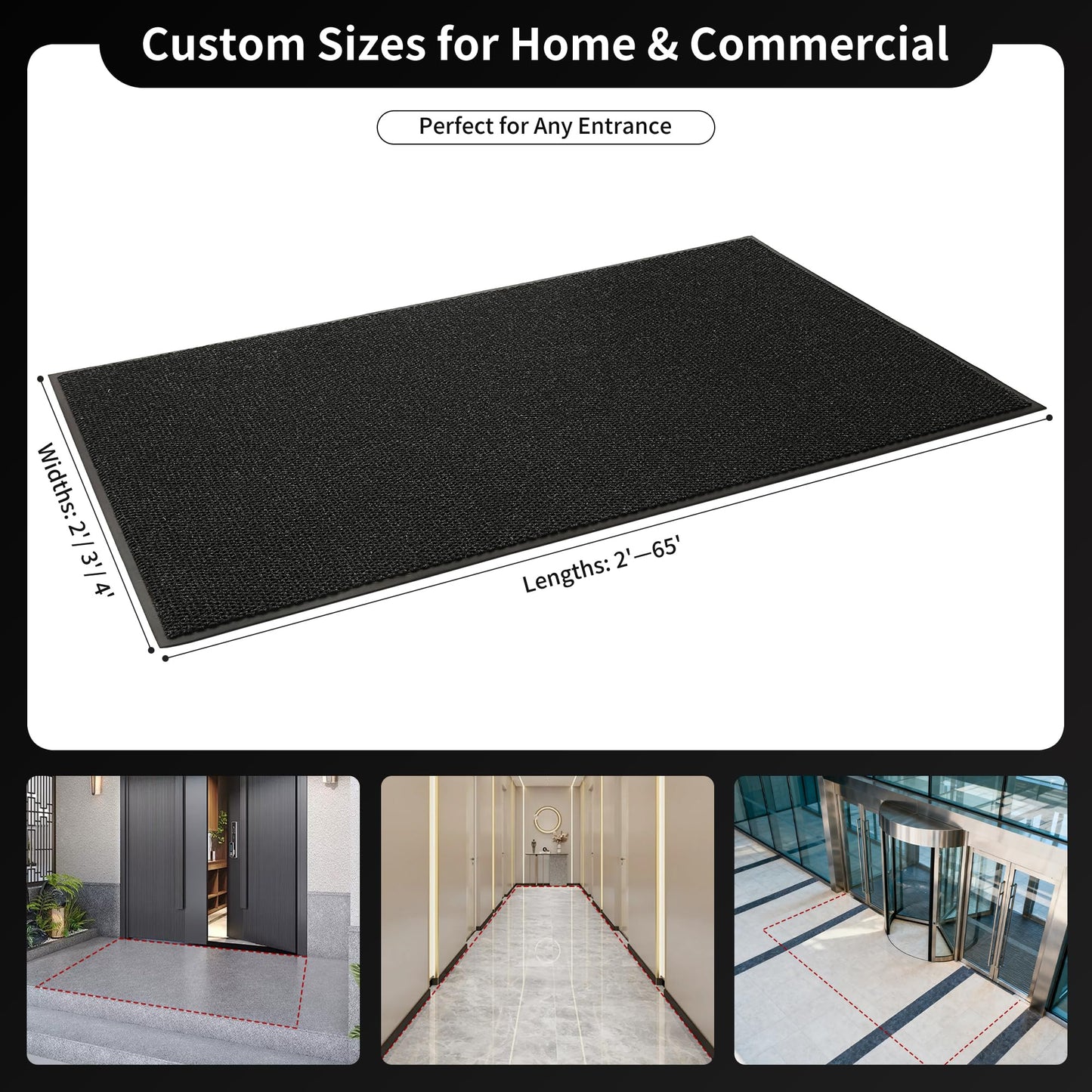 48"x72" Commercial Door Mat for Indoor Outdoor Entryways, Large Heavy Duty Industrial Floor Mat for High Traffic Areas,Non-Slip Rubber Backing