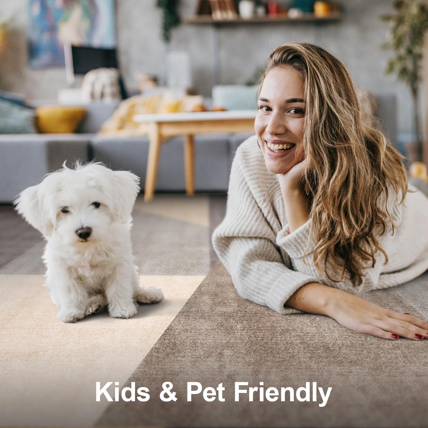 Washable Modern 2x3 Area Rug: Non-Slip Small Throw Carpet Pet Friendly Low Pile Mat for Entryway Kitchen Bedroom Bathroom Floor Stain Resistant Indoor Geometric Rug Brown/Grey