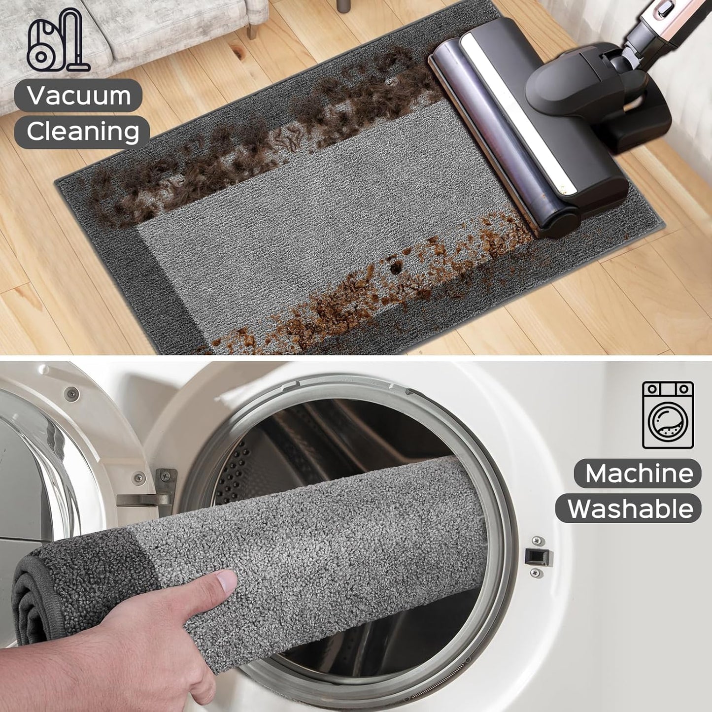 DOMUSTEX Washable Area Rug 48" x 72", Non Slip Kitchen Rug for Floor, Absorbent Entrance Runner Rug for Bedroom, Living Room, (Roll Packing)