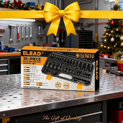 Hex Bit Impact Socket Set: 36-Piece with 4 Adapters, 1/4", 3/8", 1/2"Drive Master Allen Socket Set, Cr-V Steel, SAE and Metric, H5-H19 & 3/4"-5/64", Reinforced Storage Case, Automotive Mechanic