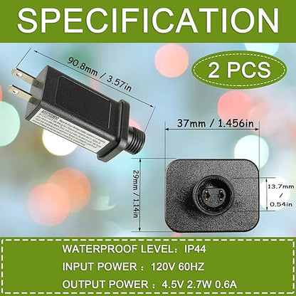 4.5V 2.7W LED Transformer Replacement Class 2 Power Supply for Christmas String Light Inflatable Decorations LED Controller IP44 Waterproof Low Voltage