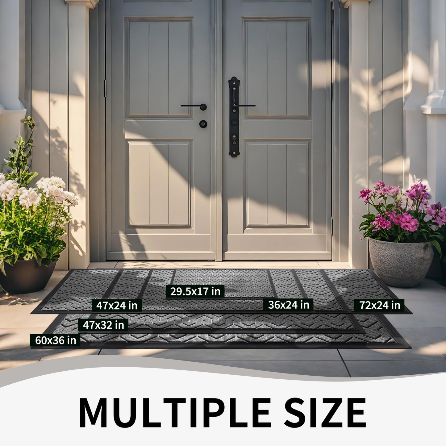 Yimobra Front Door Mat Outside Entrance 29.5x17, Waterproof Heavy Duty Outdoor Mats for Front Door, Non Slip Rubber Entry Mat for Garage Patio Indoor, Grey