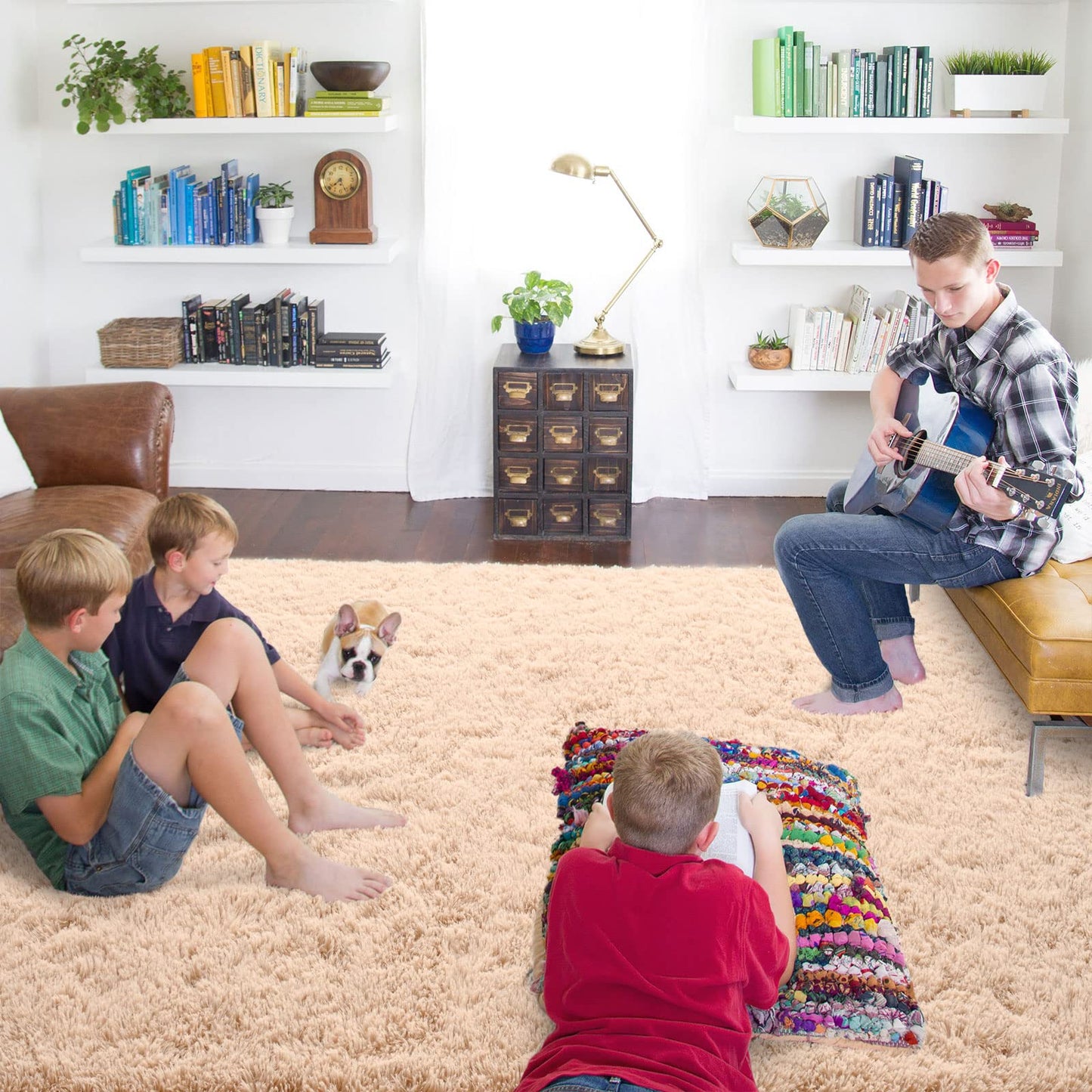 ISEAU Fluffy Rug Carpets Soft Shaggy Area Rugs Indoor Floor Mats for Kids Room Fuzzy Carpet Comfy Cute Nursery Mat Bedside Rug for Boys Girls Bedroom Living Room Home Decor, 3ft x 5ft,Camel