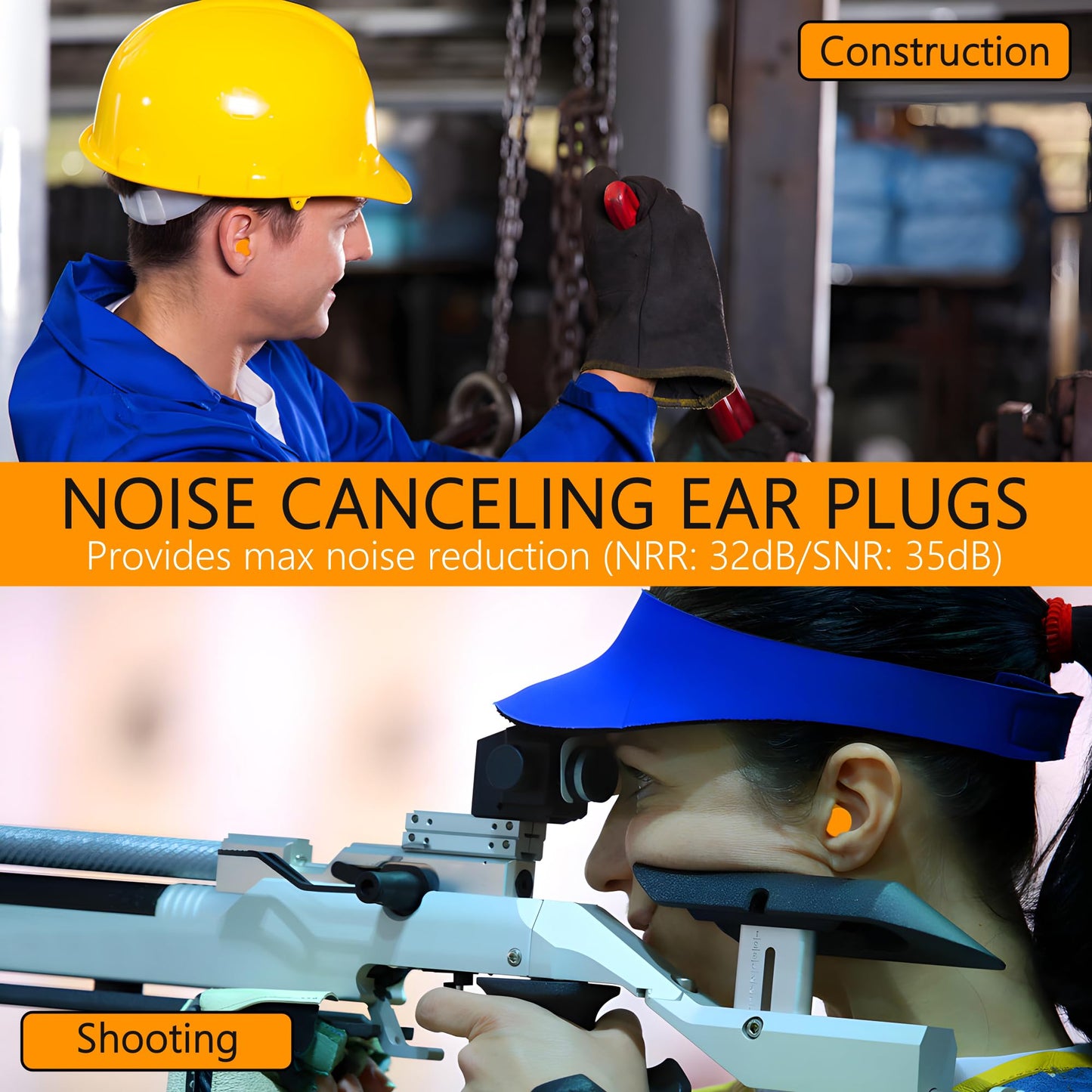 Quality Foam Ear Plugs 10 Pair - 32dB Soft Foam Earplugs for Sleeping Noise Cancelling Disposable - Individually Wrapped High Decibel Ear Plugs for Noise Reduction Construction Work Shooting Music