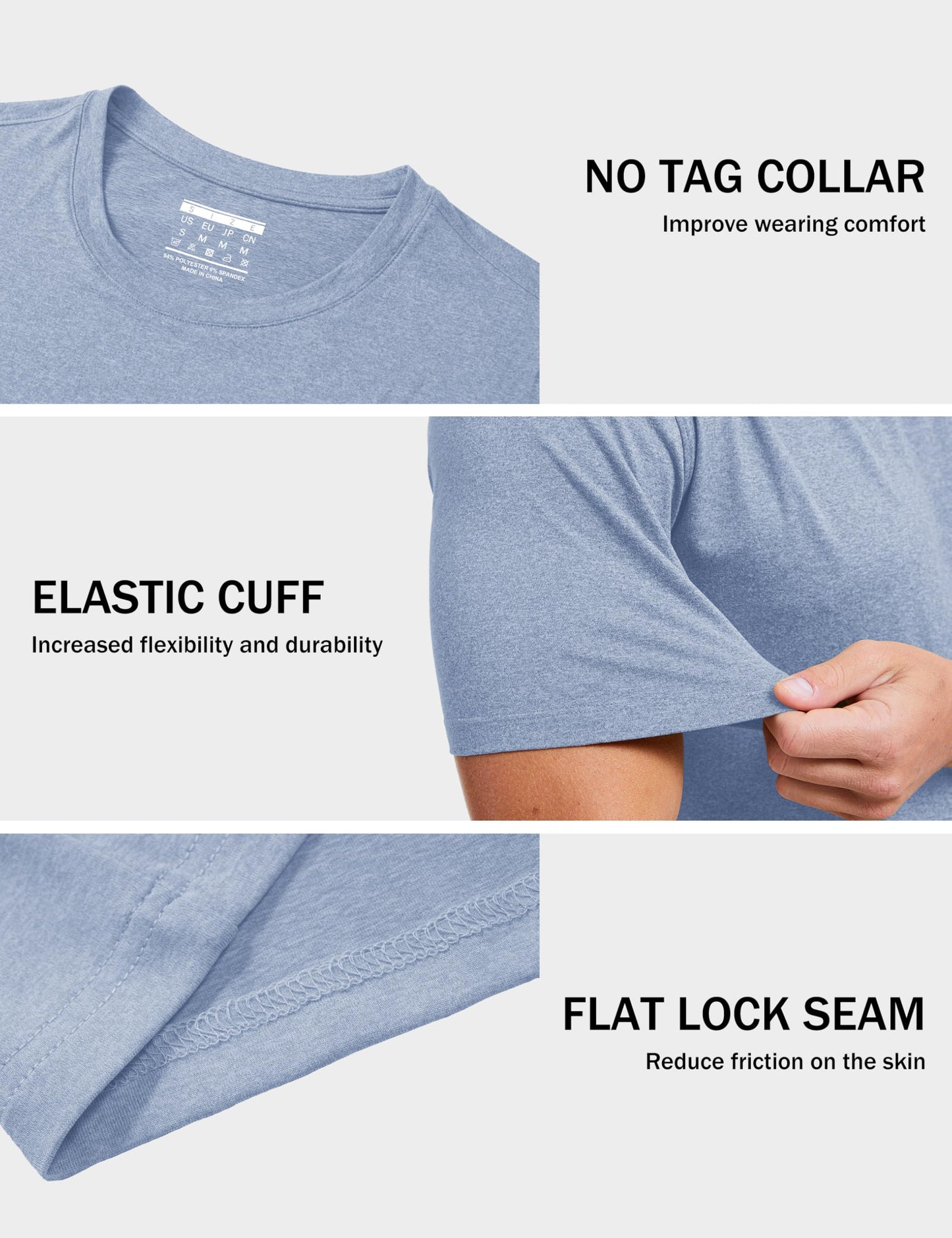 MAGCOMSEN Mens Short Sleeve Shirts Quick Dry Running Athletic T-Shirt Workout Casual Top Moisture Wicking Summer Shirt Blue, M