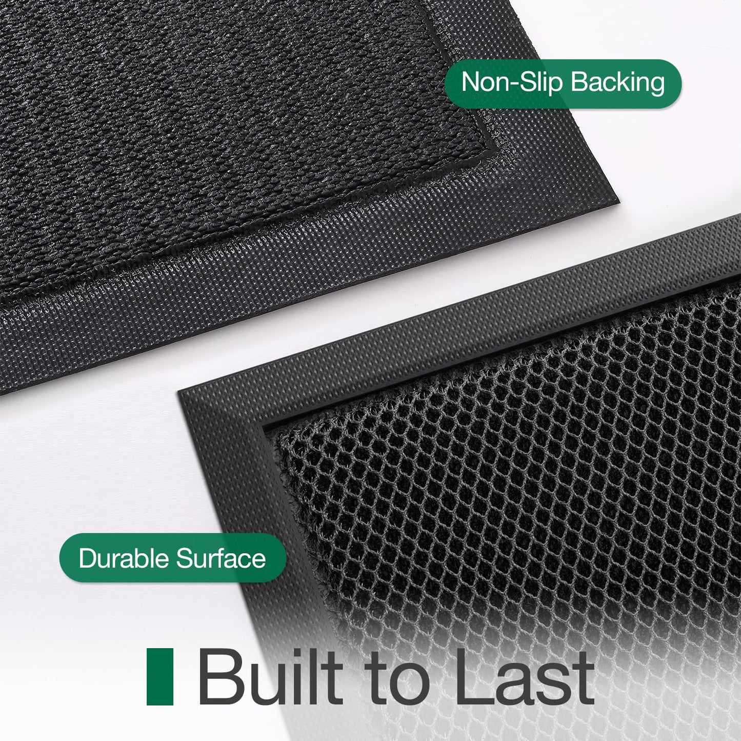 LUMI Front Door Mat for Outside Entrance 23.5''x35.5'', Heavy-Duty Dirt-Trapping Doormat with Durable Non-Slip Rubber Backing, Stain & Fade-Resistant Entry Mats, Black