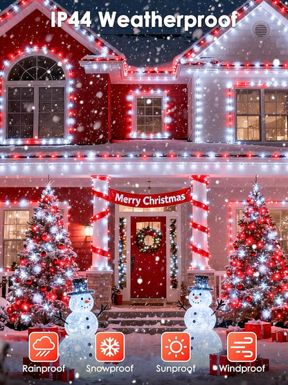 Voice Control Connectable 2PK 164FT 400LED Christmas String Lights Indoor Outdoor with Remote | Smart Twinkle Fairy String Lights 12 Modes & Timer for Xmas Tree Decor (Red & White)