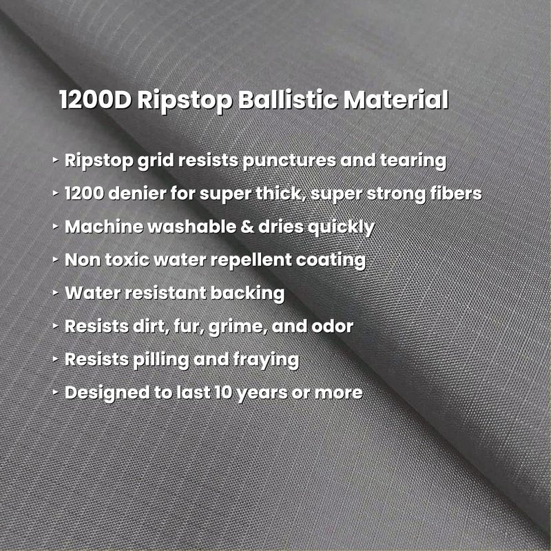 K9 Ballistics Tough Ripstop Dog Crate Pad - Durable, Machine Washable Kennel & Travel Mat for Puppies and Medium Dogs, 35 x 22 fits 36” Wire Crate, Obsidian Black