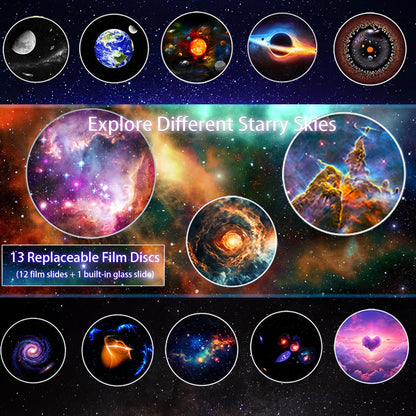 Galaxy Projector, 13 in 1 Planetarium Star Projector Realistic Starry Sky Night Light with Solar System Constellation Moon for Kids Adults Bedroom Ceiling Home Theater Living Room Decor