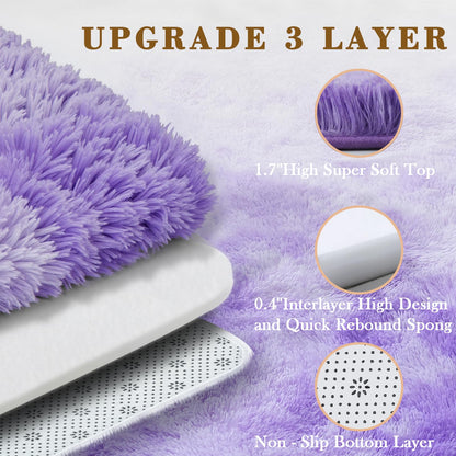 Rugs for Living Room 5x8, Alfombras para Salas Shag Large Plush Soft Area Rug, Shaggy Carpets for Bedroom, Kids Boys Girls Home Decor Aesthetic (Purple Starry, 5x8 Feet)