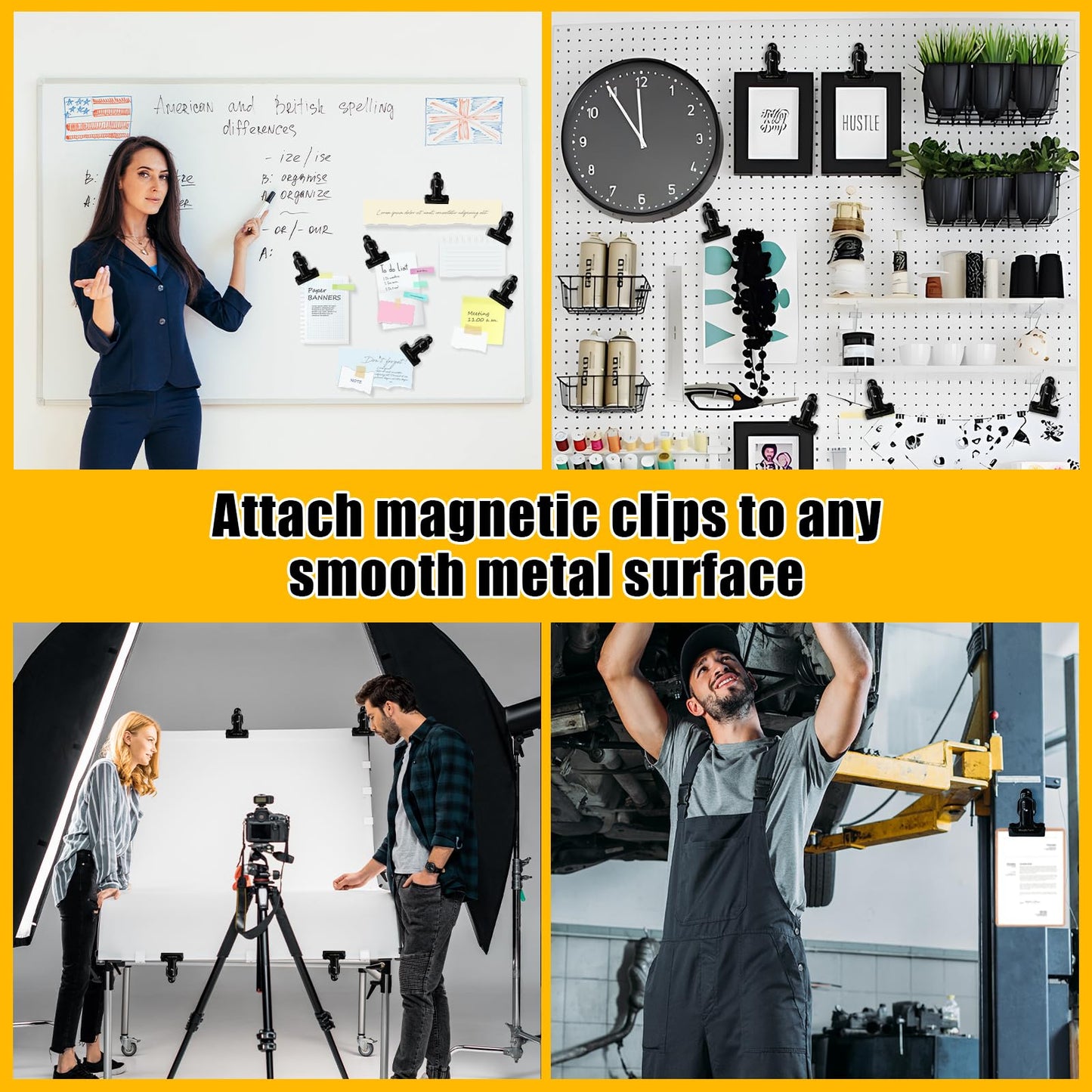 2 Pcs Heavy Duty Magnetic Clips with 1.5 Inch Mouth Opening - Securely Grip Flags, Backdrop Blueprints, Calendars,Tools - Ideal for Artists, Photography Shooting Studios, Worksite, Offices, Tool Carts