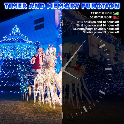 66 Ft 640 LED Christmas Icicle Lights Extra Long 8 Modes Waterproof Icicle String Light with 120 Drops, Fairy Hanging Lights Decor with Remote for Xmas Wedding Indoor Outdoor Blue