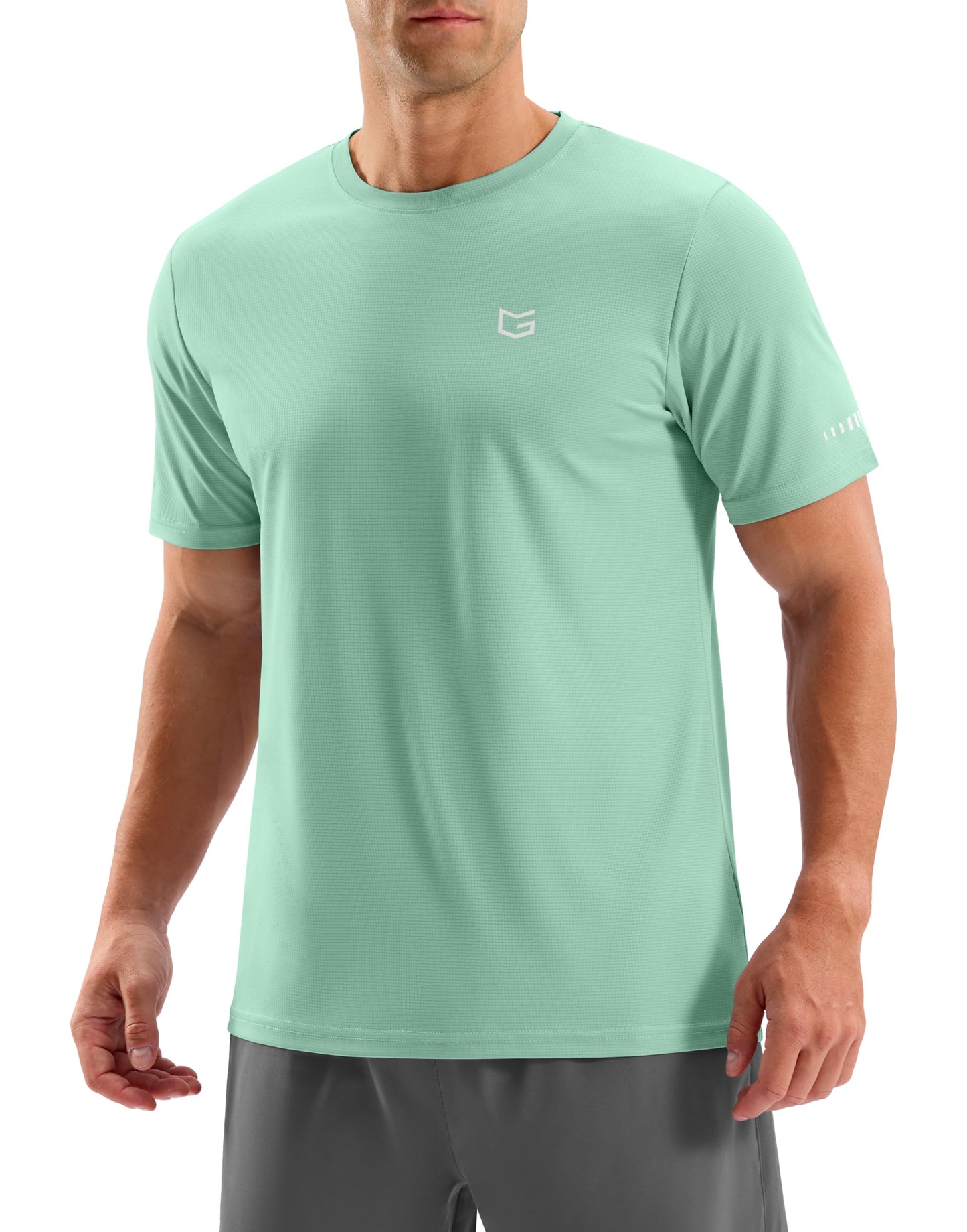 Men's Workout Breathable T-Shirts Dry Fit UPF 50+ Sun Shirts Quick Dry Cooling Tee for Athletic, Running, Hiking (Light Pea Green, M)