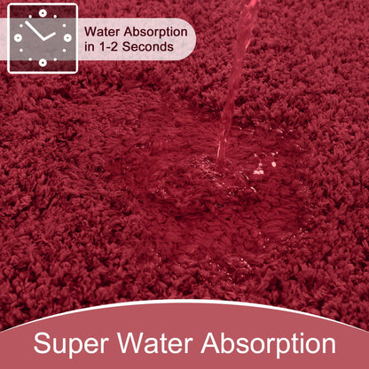 AROGAN Luxury Long Bathroom Runner Rug, 24x60 Inch Thick Soft and Absorbent Microfiber Non Slip Bath Mat, Rubber Backing Christmas Bath Rugs Carpets, Washable Plush Mats for Shower Floor, Red