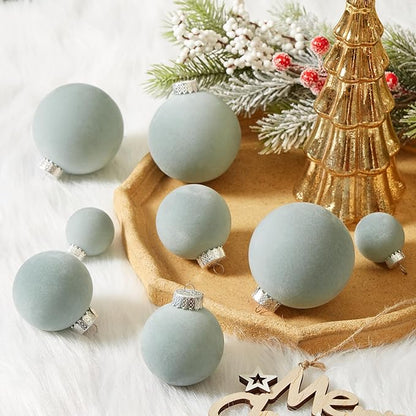 Velvet Christmas Ornaments Set 38Pcs Flocked Shatterproof Christmas Ornaments for Christmas Tree Decorations Xmas Decorative Hanging Christmas Ball Ornaments for Holiday Home Decor