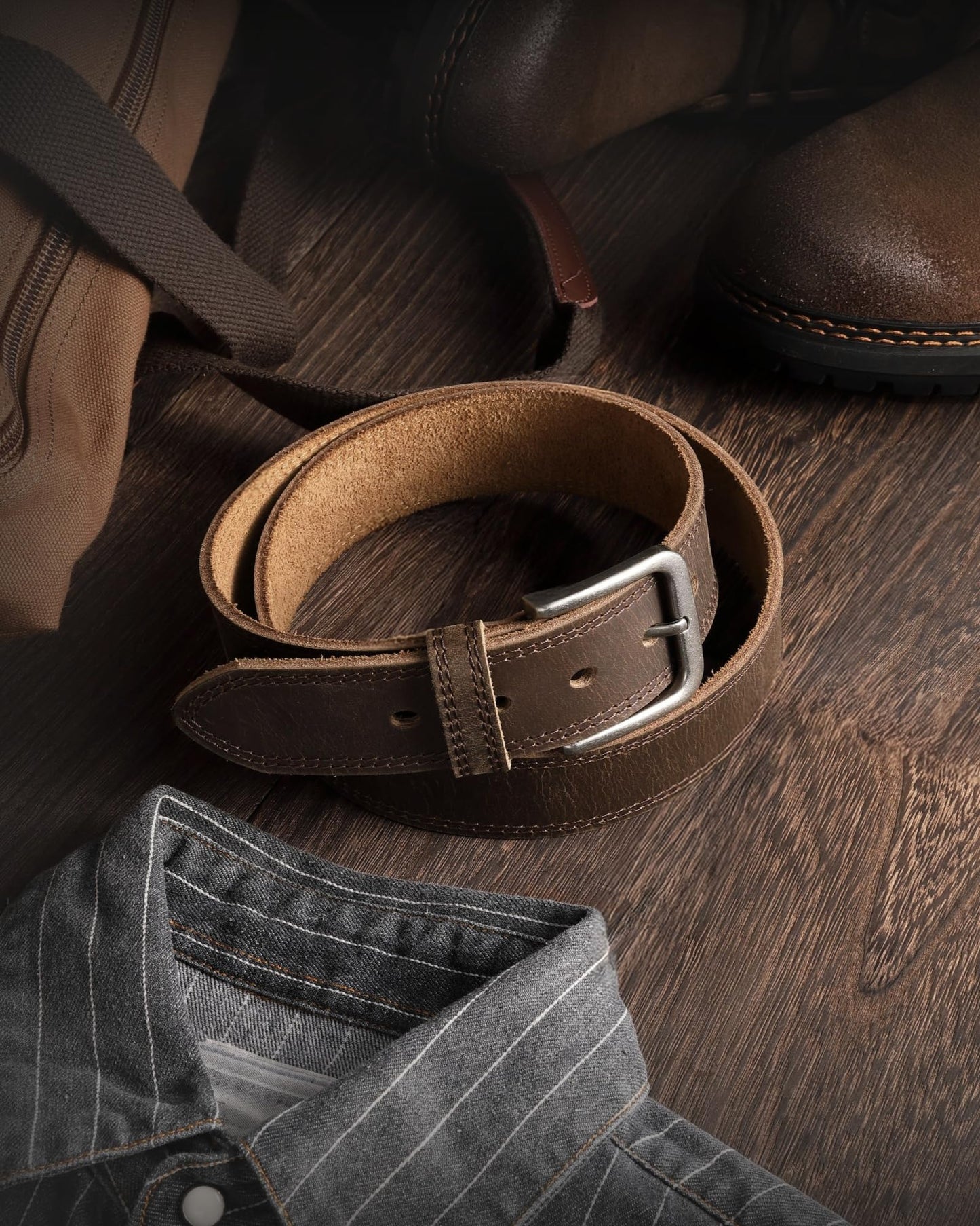 CHAOREN Full Grain Leather Belt for Men, Work Belts for Men Heavy Duty, Daily Wear for Jeans Pants