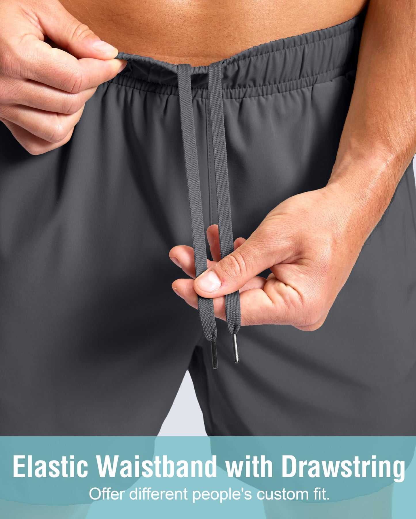 G Gradual Men's Athletic Running Shorts with Zipper Pockets Quick Dry 7"/ 5"/ 9" Workout Gym Shorts for Basketball Hiking(Dark Grey,5M)
