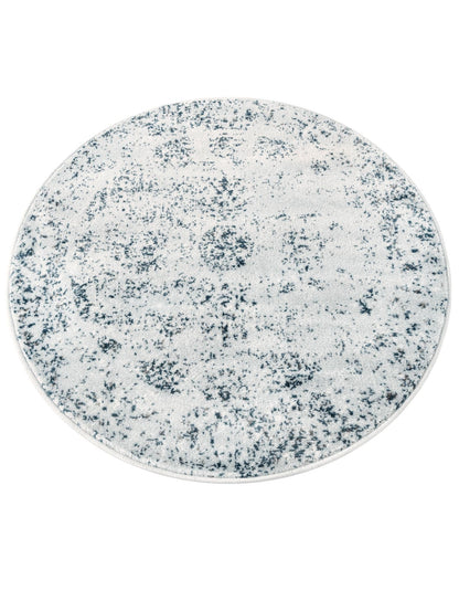 Rugs.com - Monte Carlo Rug – 3 Ft Round Light Blue Stain-Resistant Area Rug – Vintage Medallion Design for Entryways, Bedrooms, and Home Offices